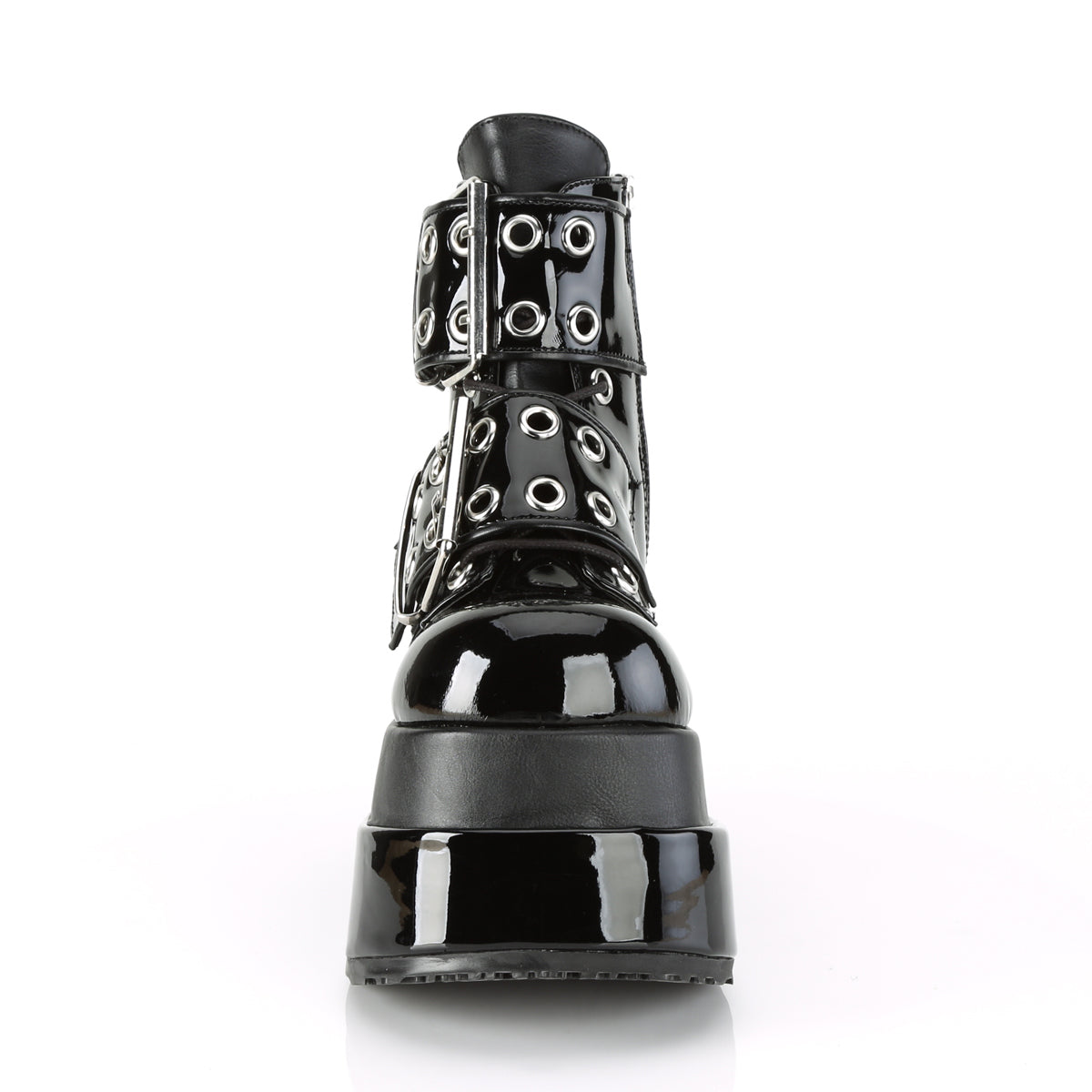 DemoniaCult Botas de tobillo para mujeres BEAR-104 BLK Pat-Vegan Leather