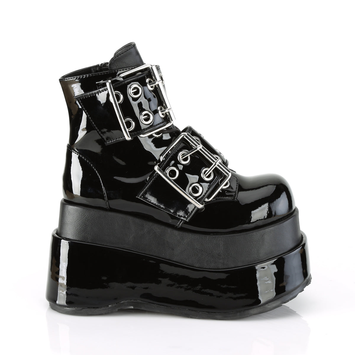 DemoniaCult Botas de tobillo para mujeres BEAR-104 BLK Pat-Vegan Leather