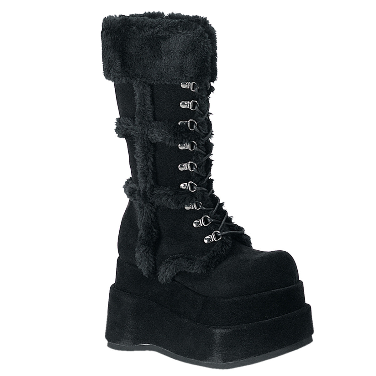DemoniaCult Botas de mujer BEAR-202 BLK Vegan Suede