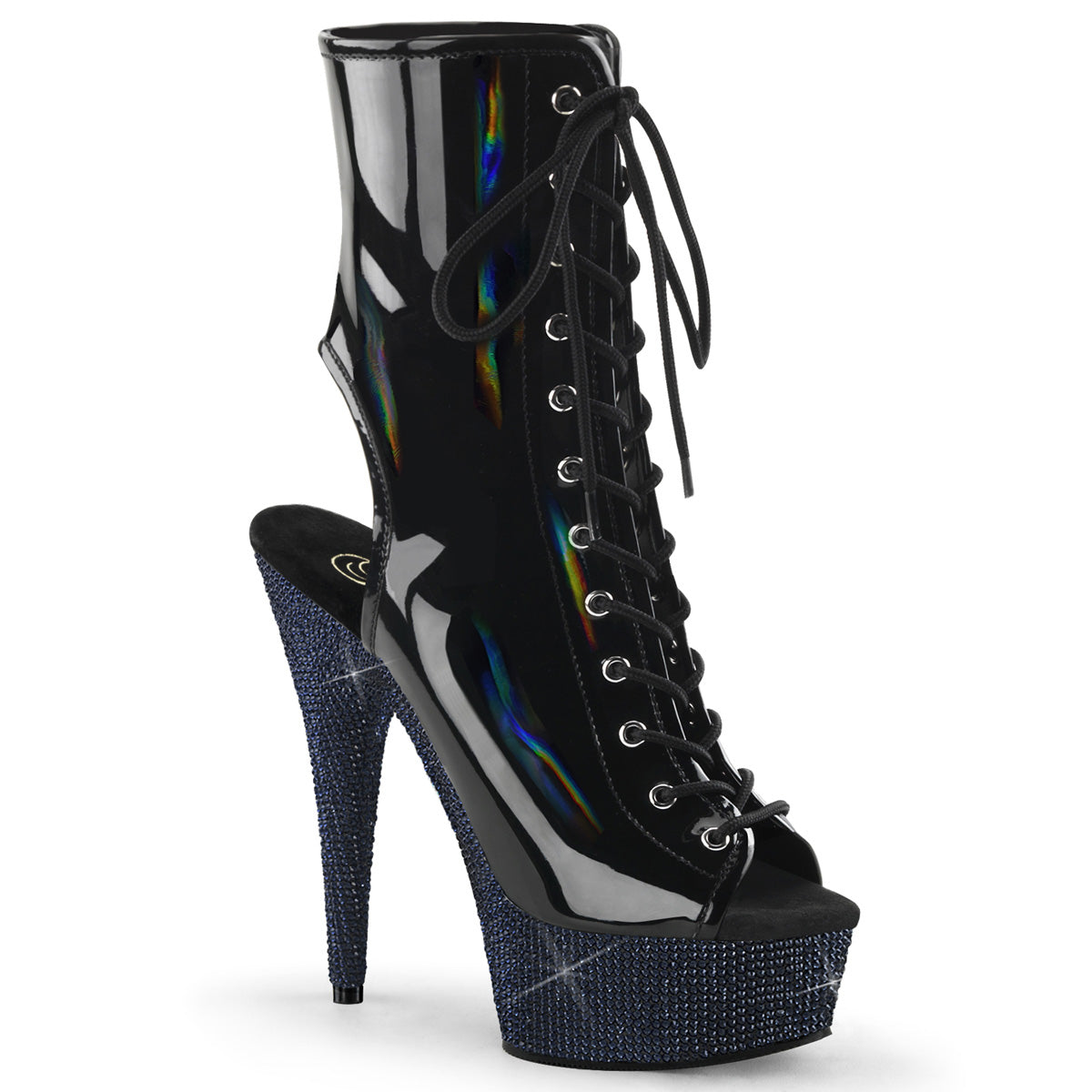 Pleaser Botines BEJEWELED-1016-6 BLK Holo Pat/Midnight Blk RS