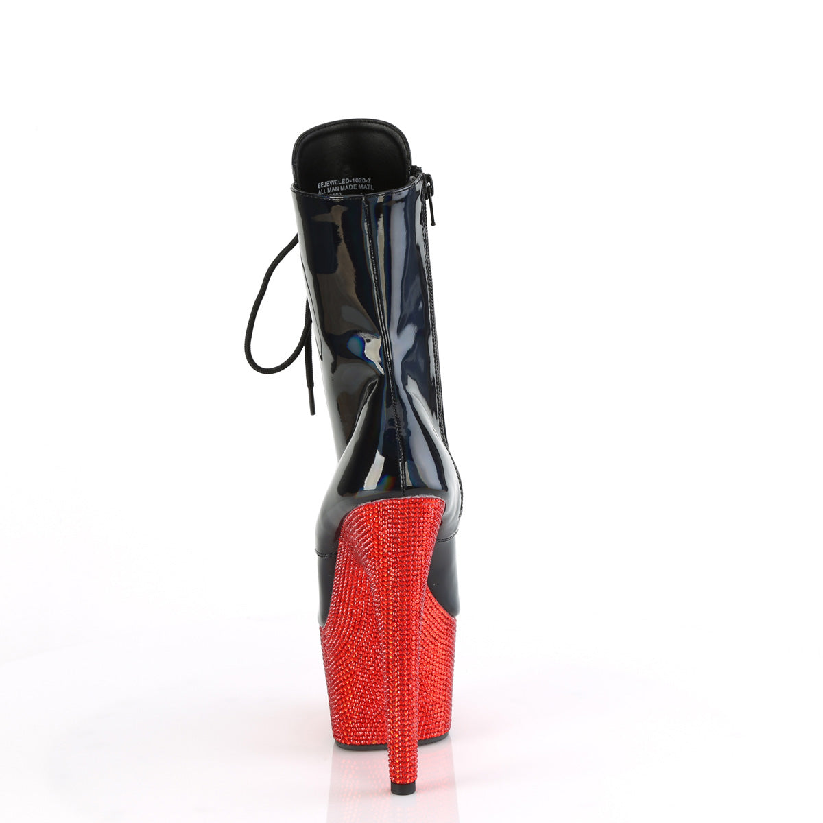 Pleaser Botines BEJEWELED-1020-7 BLK Holo Pat/Red RS