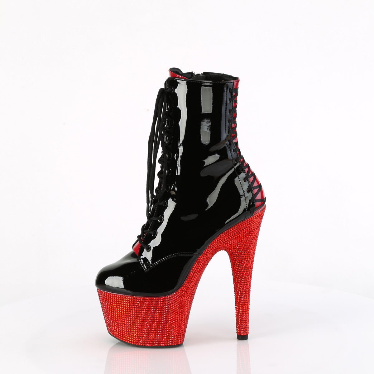 Pleaser Botines BEJEWELED-1020fh-7 blk-rojo pat/rojo RS