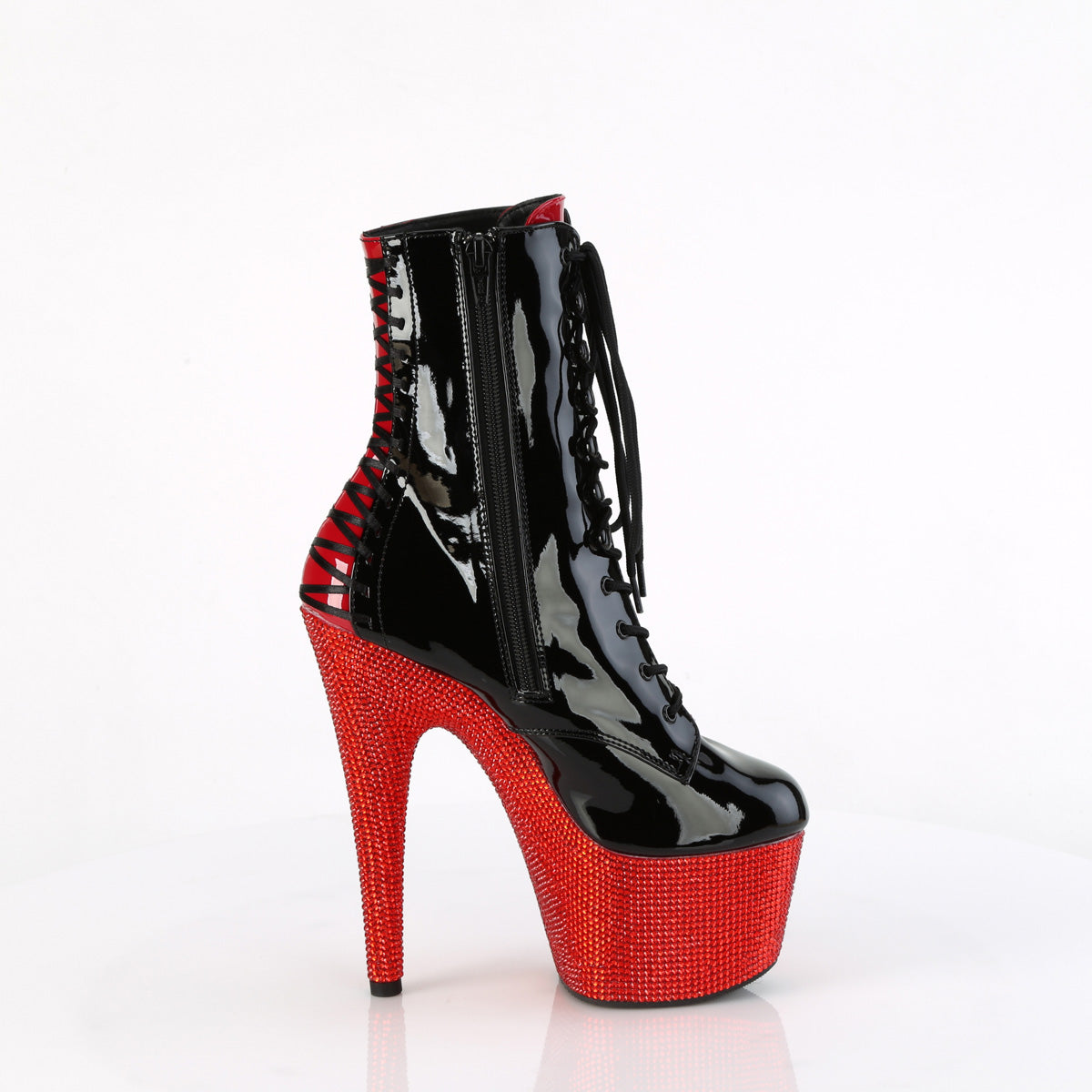 Pleaser Botines BEJEWELED-1020fh-7 blk-rojo pat/rojo RS