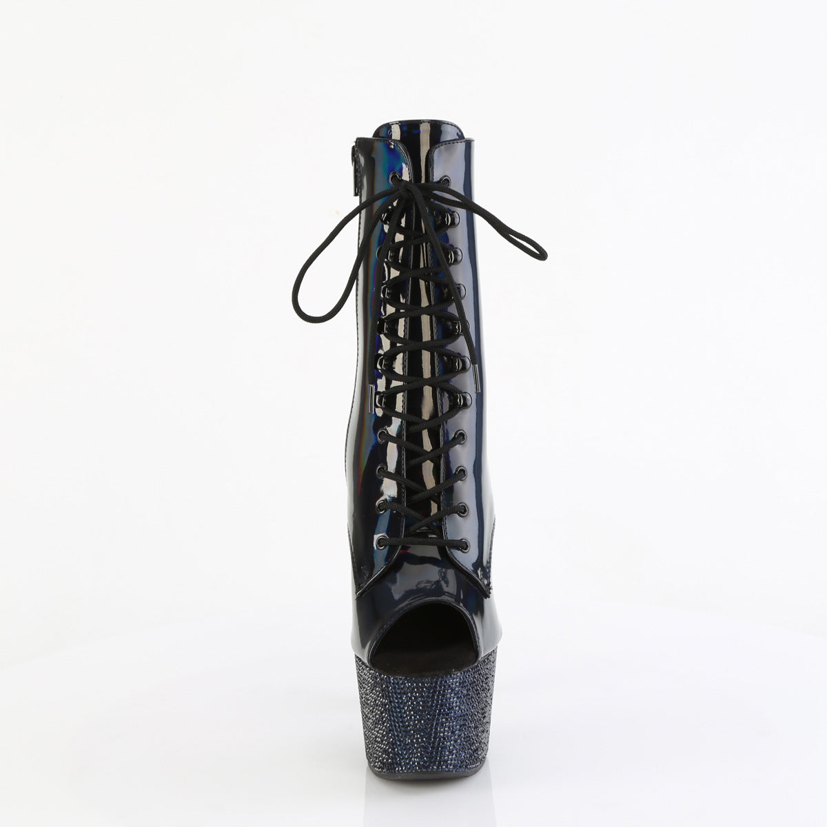 Pleaser Ankle Boots BEJEWELED-1021-7 Blk Holo Pat/Midnight Blk RS