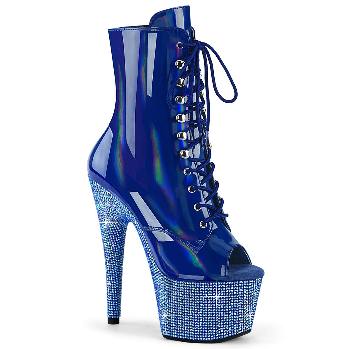 Pleaser BEJEWELED-1021-7 Blue Holo Pat/Blue AB RS