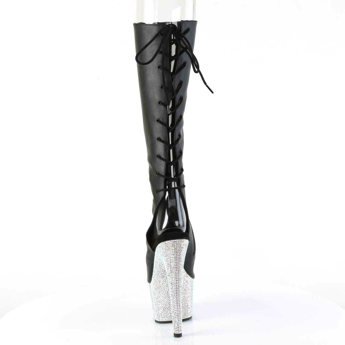 Pleaser Botas BEJEWELED-2018-7 BLK Faux Leather/SLV AB rs