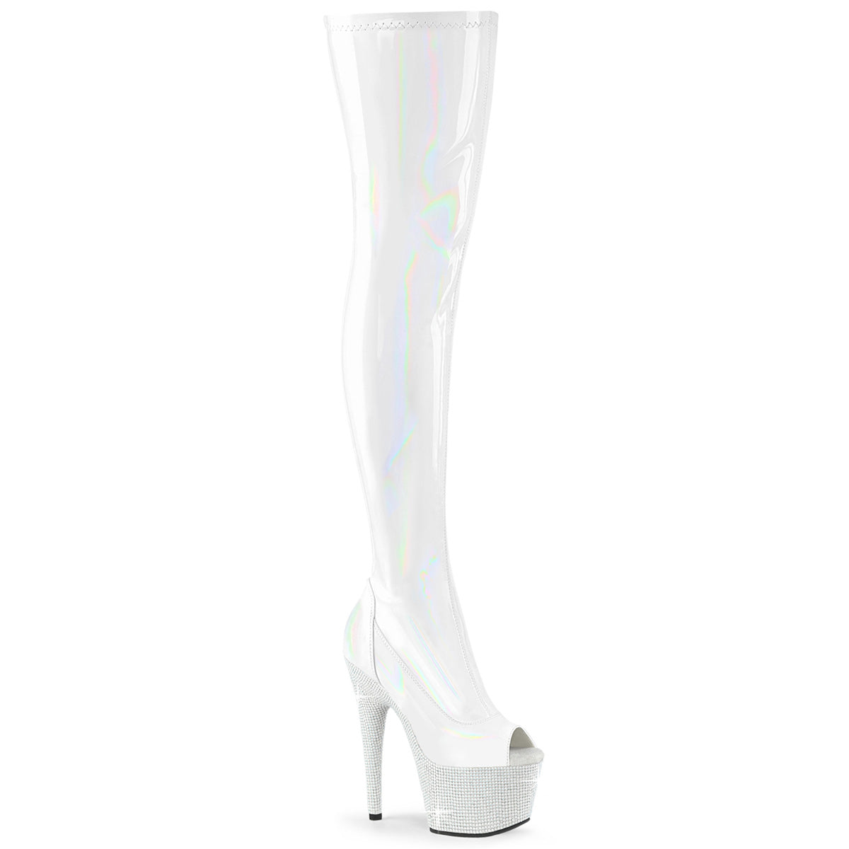 Pleaser Botas BEJEWELED-3011-7 wht str holo pat/wht rs