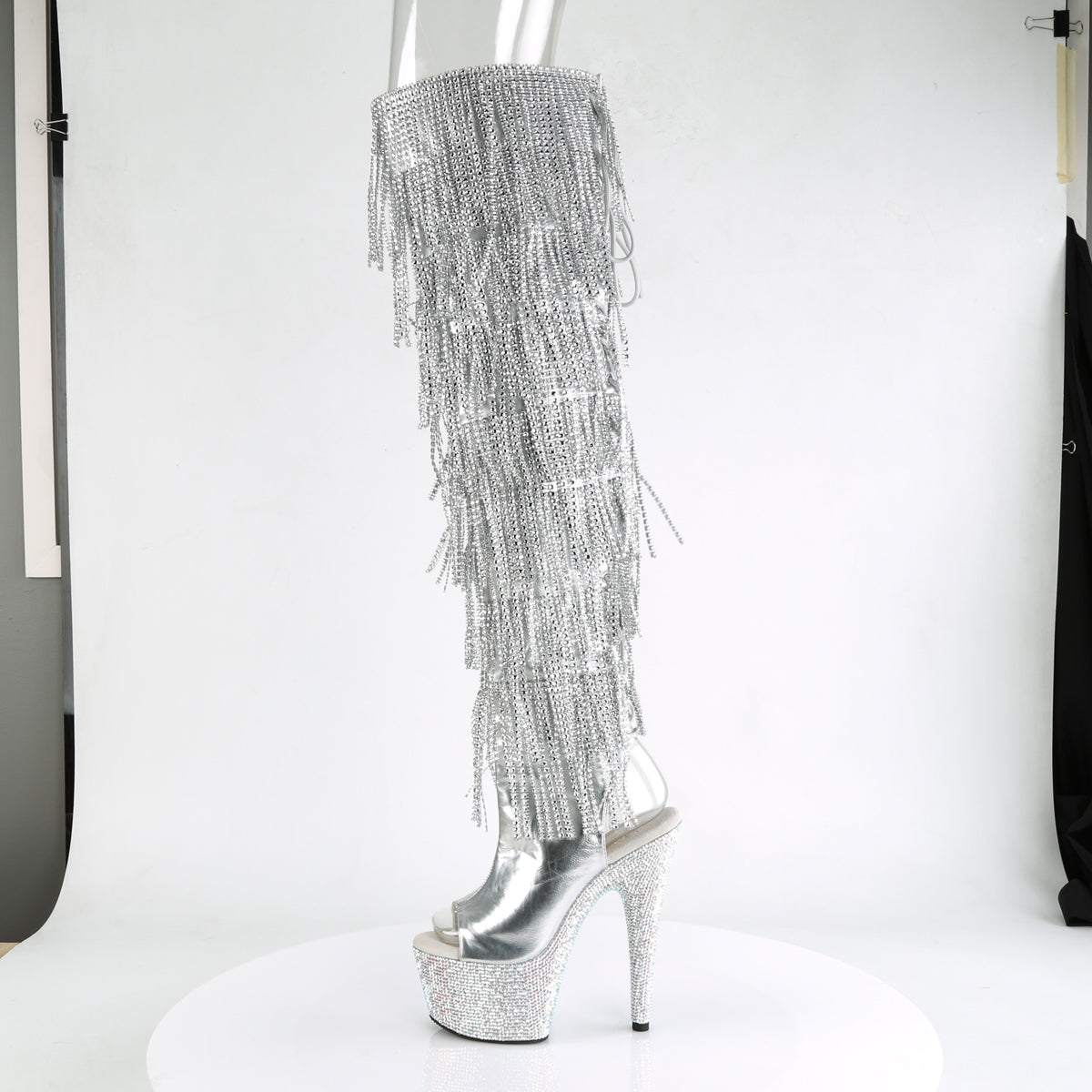 Pleaser Botas de mujer BEJEWELED-3019RSF-7 SLV Metallic PU-SLV / SLV Multi RS