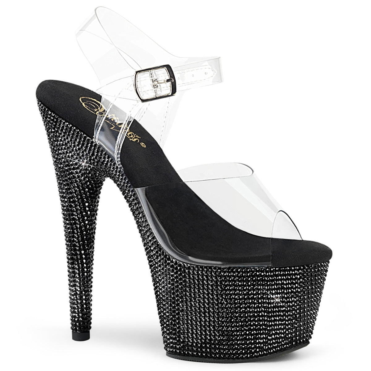 Pleaser Sandalias para mujer BEJEWELED-708dm clr / blk rs