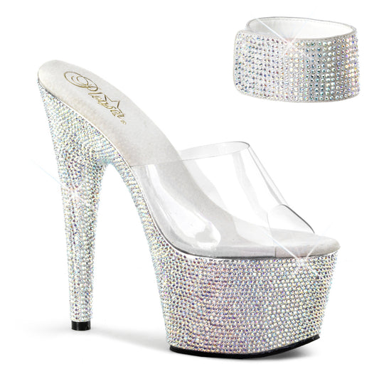 Pleaser Sandalias para mujer BEJEWELED-712RS CLR / SLV MULTI RS