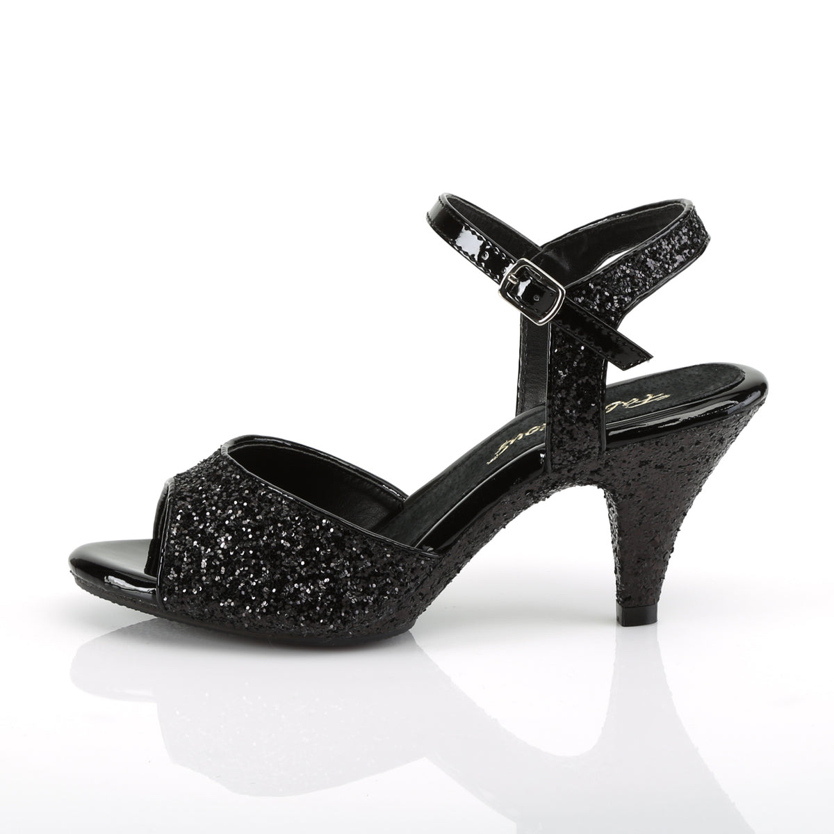 Fabulicious Womens Sandals BELLE-309G Blk Glitter/Blk Glitter