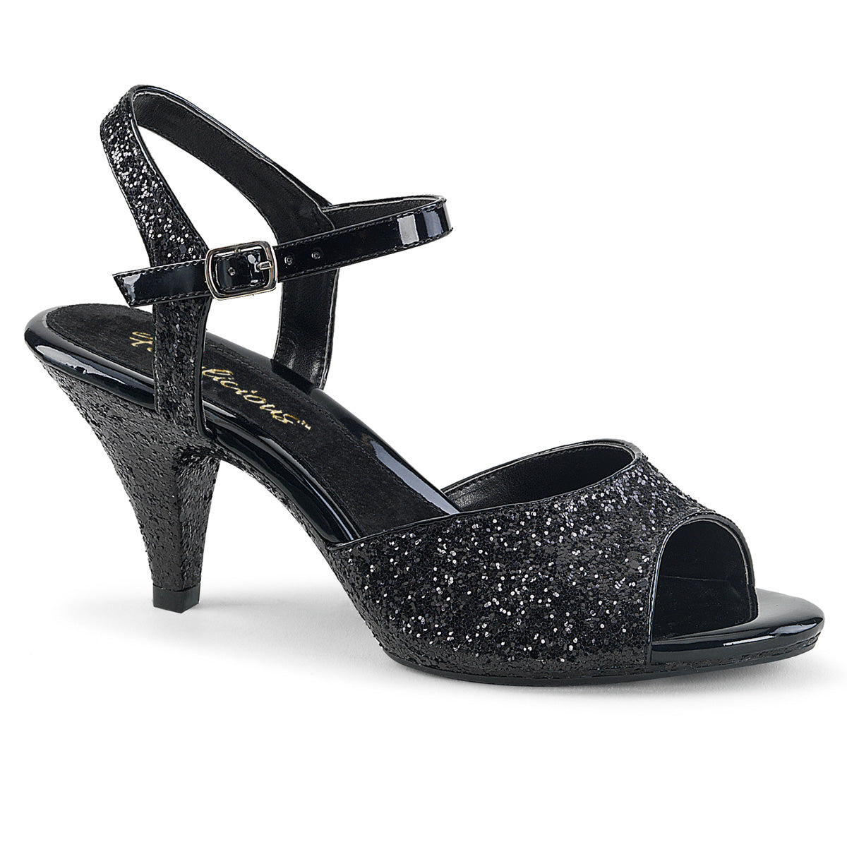 Fabulicious Womens Sandals BELLE-309G Blk Glitter/Blk Glitter