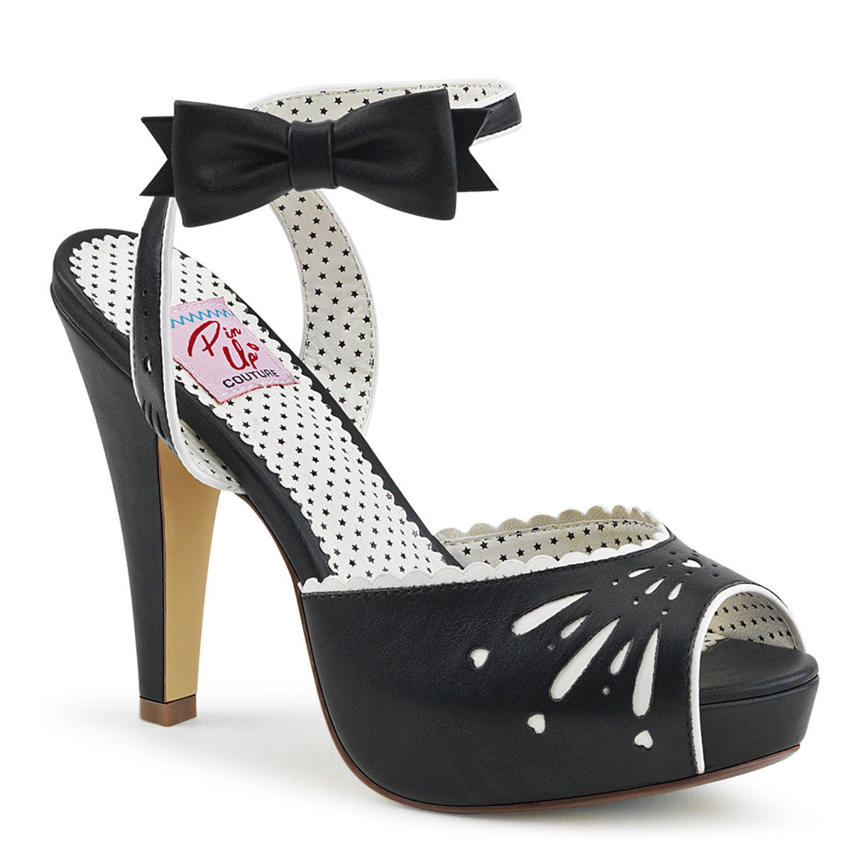 Pin Up Couture Bombas para mujer BETTIE-01 Blk Faux Cuero