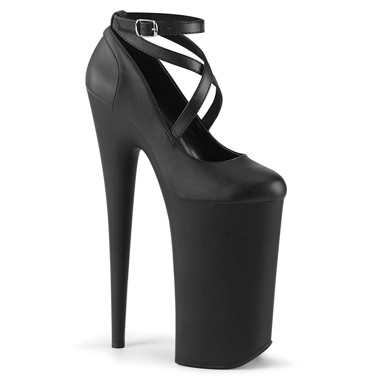 Pleaser Sandalias para mujer BEYOND-087 BLK Faux Cuero / Blk Mate