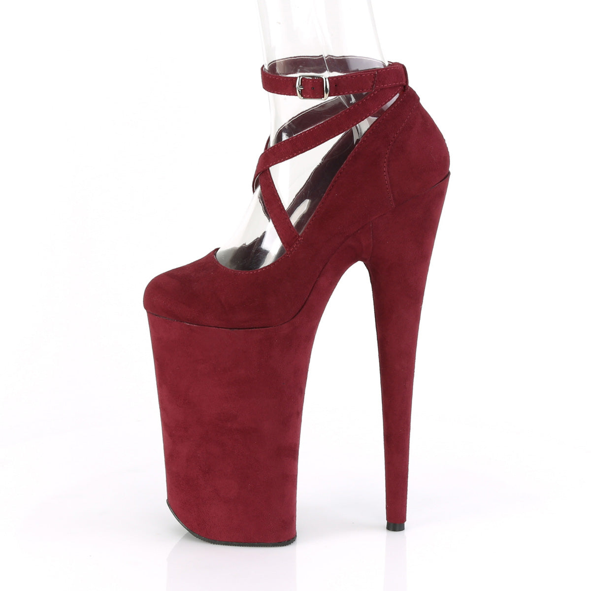 Pleaser Sandalias para mujer BEYOND-087FS Burgundy Faux Suda / Burgundy Faux Suede