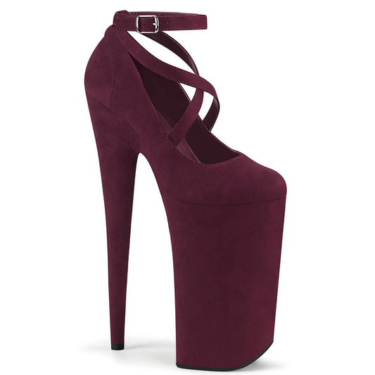 Pleaser Sandalias para mujer BEYOND-087FS Burgundy Faux Suda / Burgundy Faux Suede