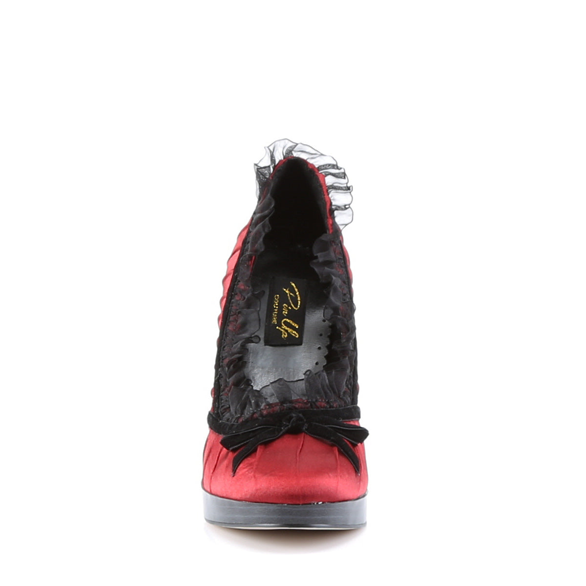 Pin Up Couture Womens Pumps BLISS-38 Red-Blk Satin