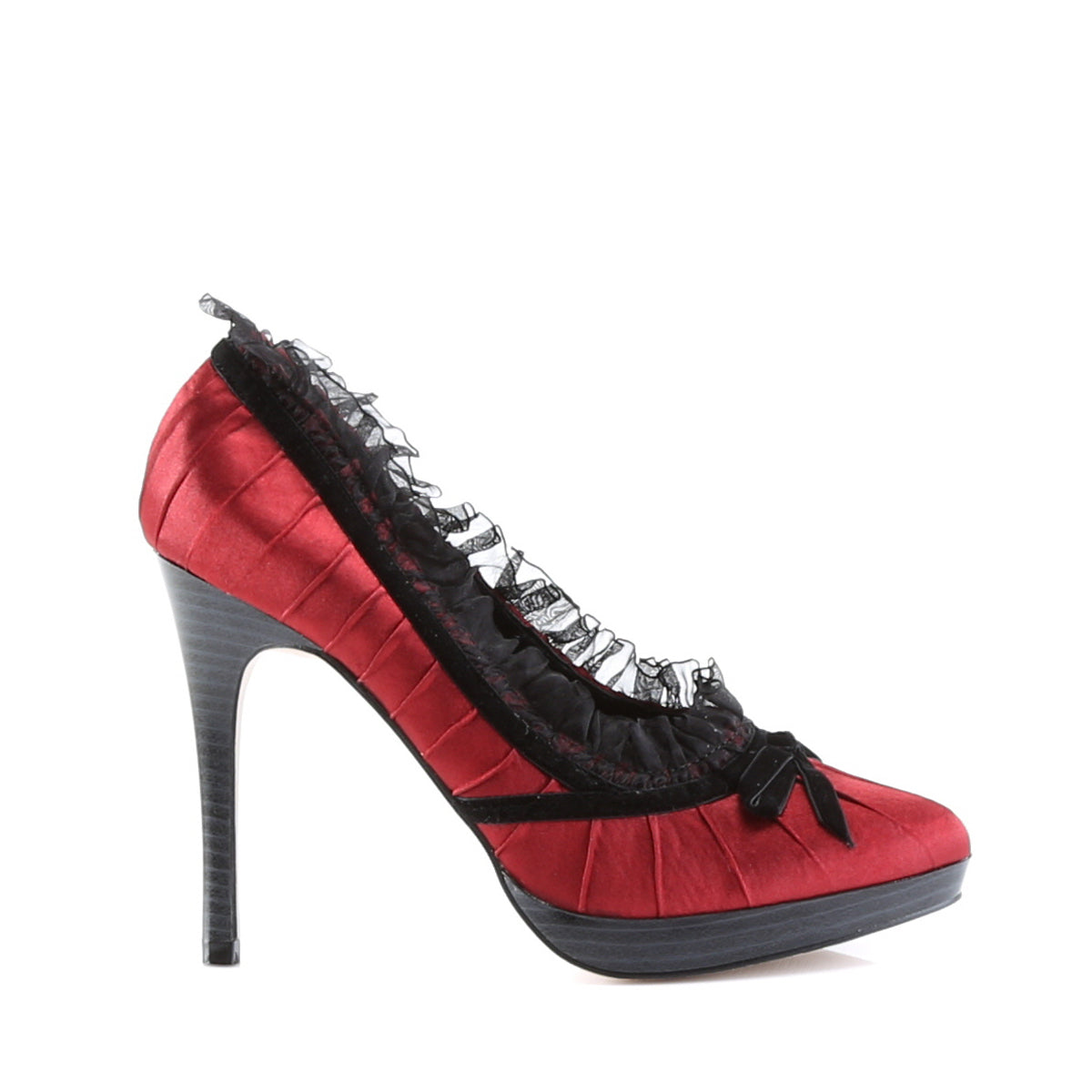 Pin Up Couture Womens Pumps BLISS-38 Red-Blk Satin