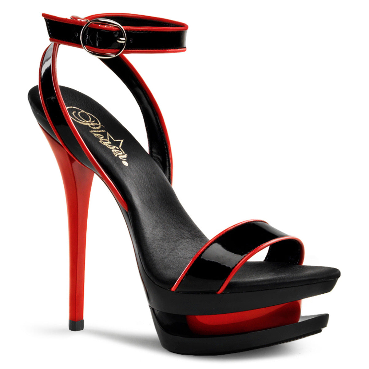Pleaser Sandalias para mujer BLONDIE-631-2 BLK RED PAT / BLK-ROJO