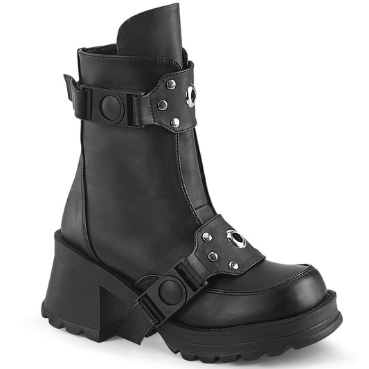 DemoniaCult  Botines BRATTY-56 BLK de cuero vegano