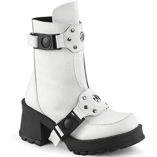 DemoniaCult  Botines BRATTY-56 Wht Leather Vegan