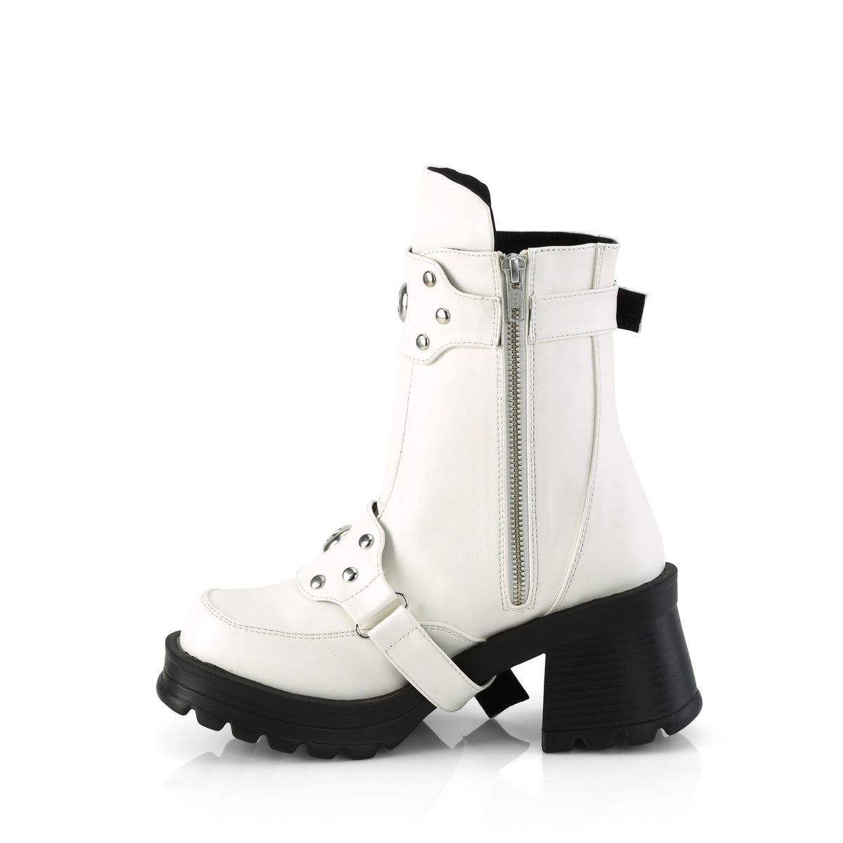DemoniaCult Ankle Boots BRATTY-56 Wht Vegan Leather