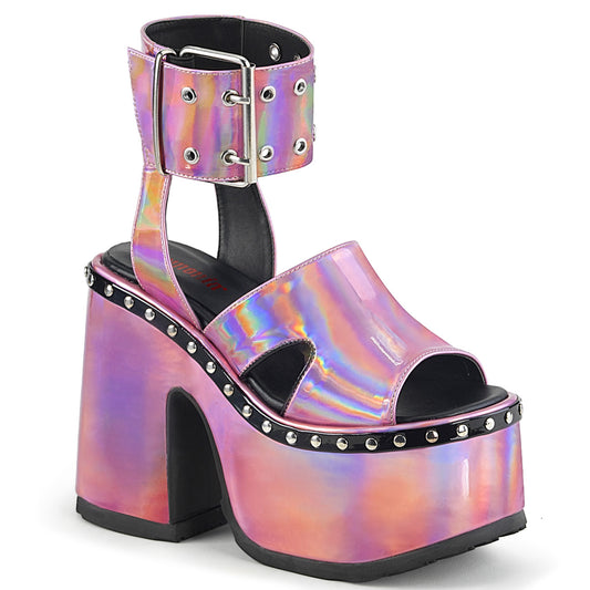 DemoniaCult Sandalias para mujeres CAMEL-102 holograma rosa