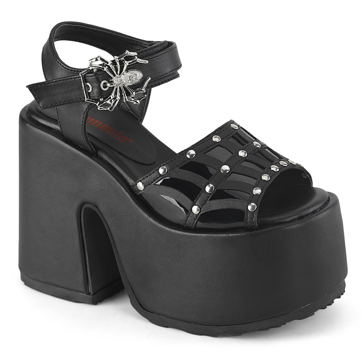 DemoniaCult Sandalias CAMEL-17 BLK de cuero vegano