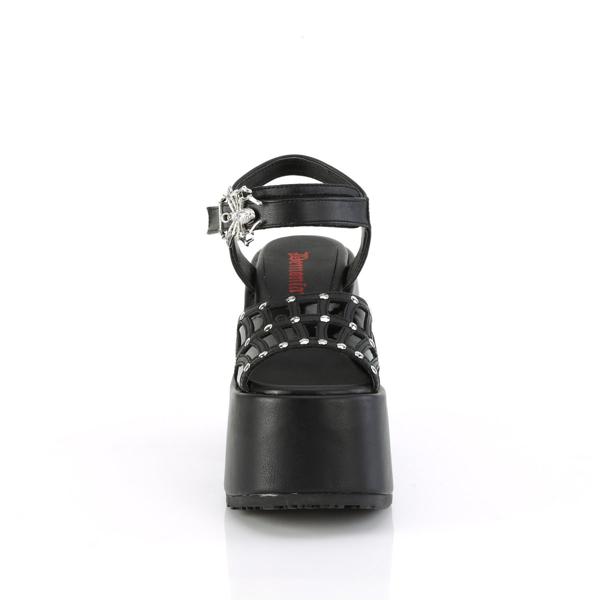 DemoniaCult Sandalias CAMEL-17 BLK de cuero vegano