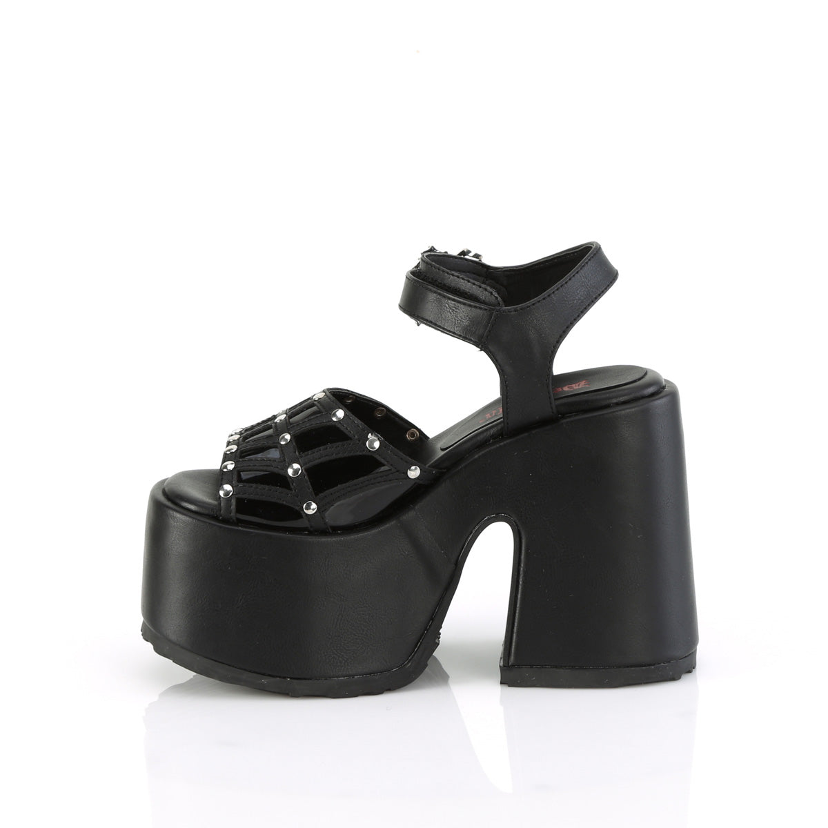DemoniaCult Sandalias CAMEL-17 BLK de cuero vegano