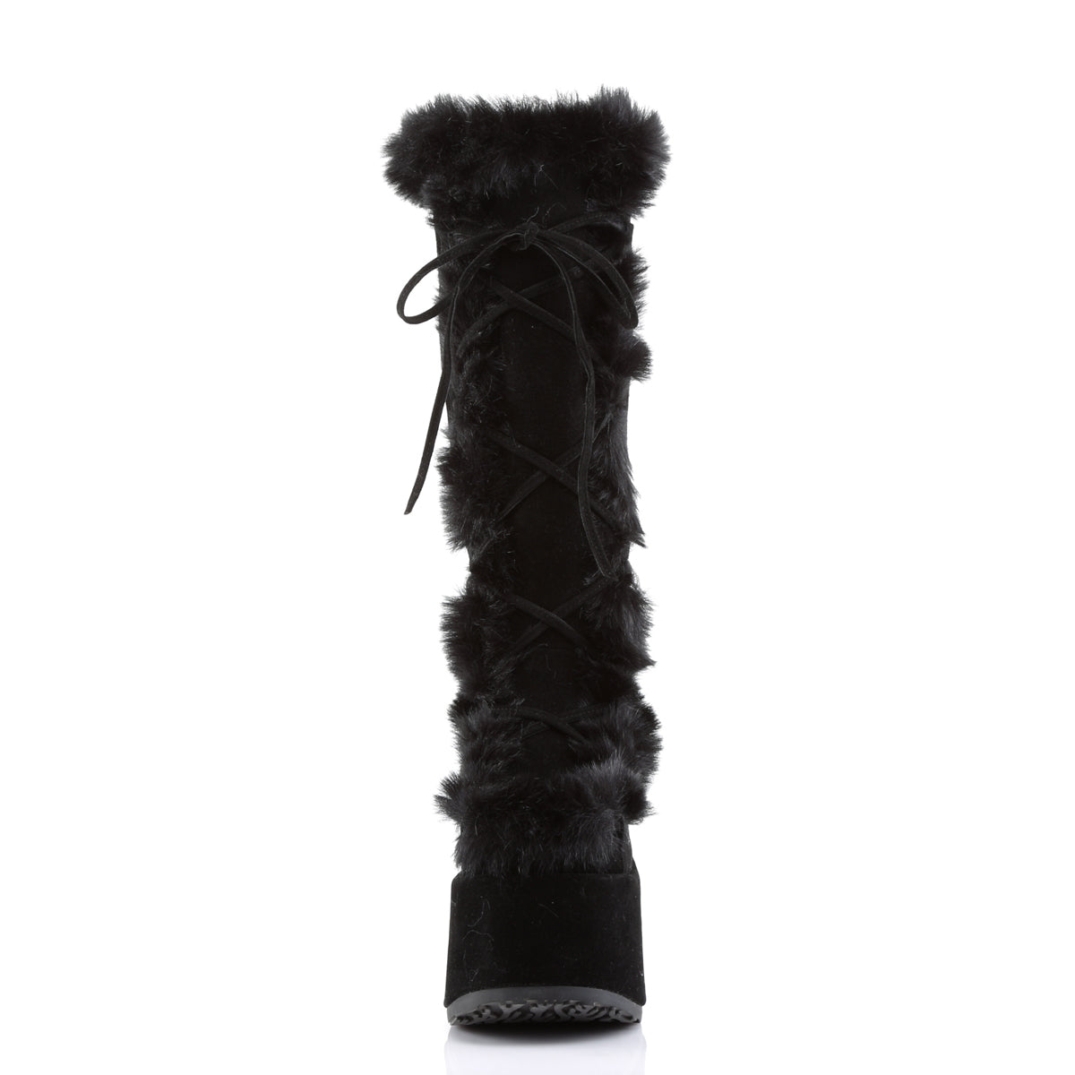 DemoniaCult Botas de mujer CAMEL-311 BLK Vegan Suede