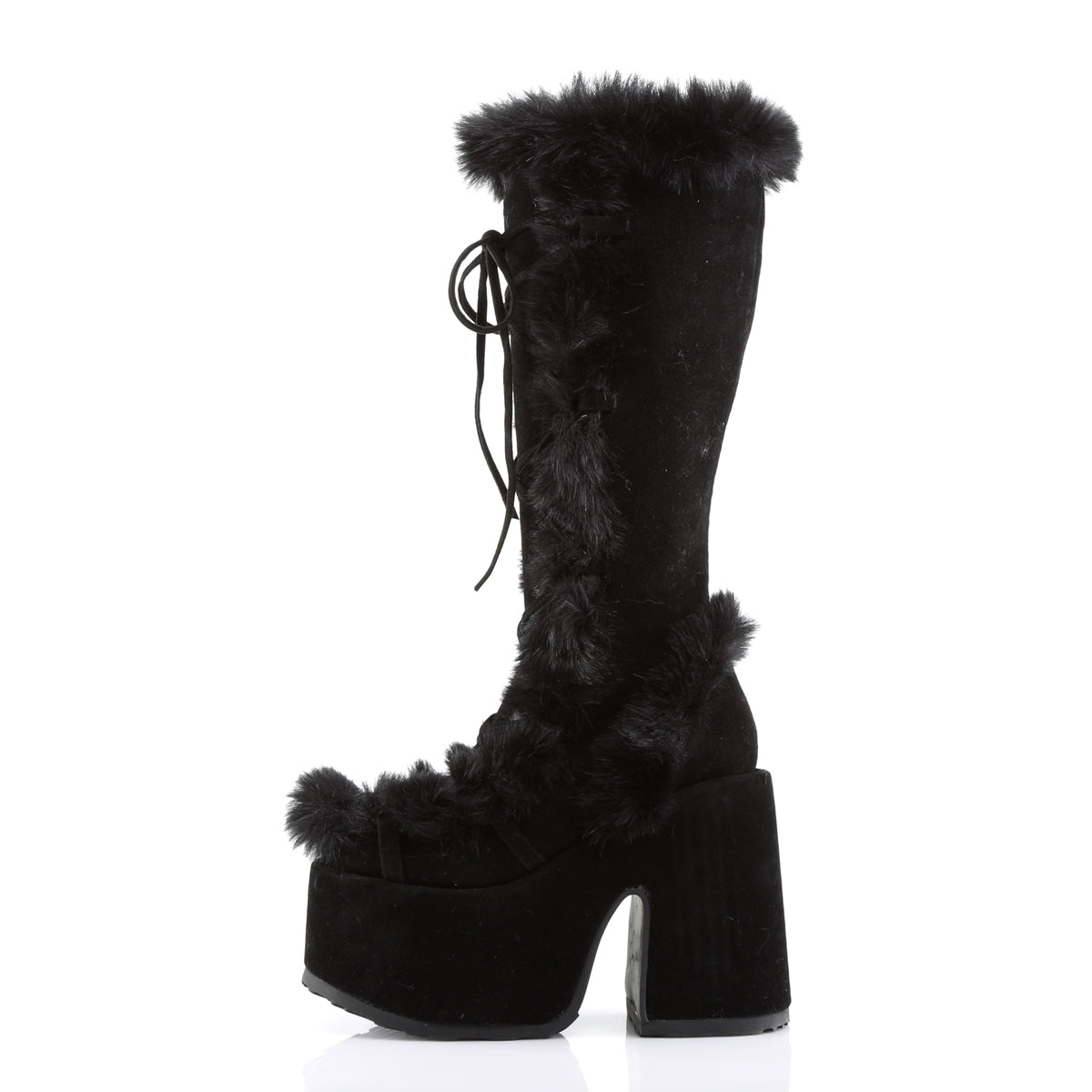 DemoniaCult Botas de mujer CAMEL-311 BLK Vegan Suede