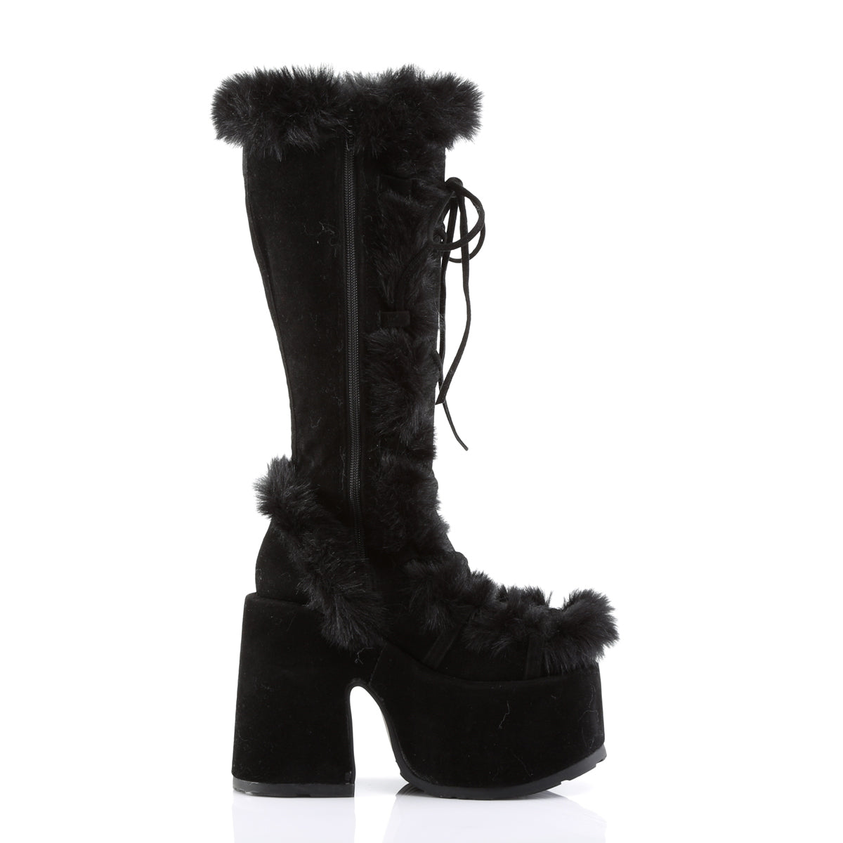 DemoniaCult Botas de mujer CAMEL-311 BLK Vegan Suede