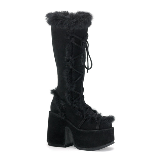 DemoniaCult Botas de mujer CAMEL-311 BLK Vegan Suede