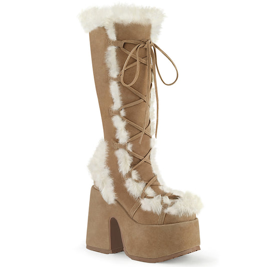 DemoniaCult  Botas Camel-311 Camel Gamuza vegana