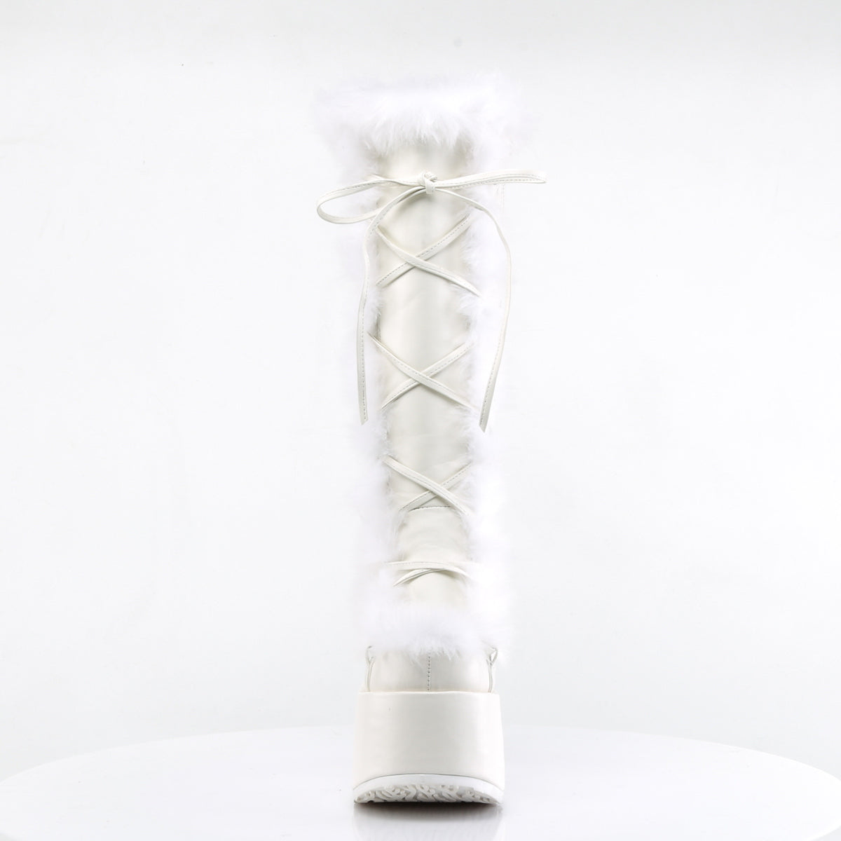 DemoniaCult Botas de mujer CAMEL-311 Wht Leather Vegan