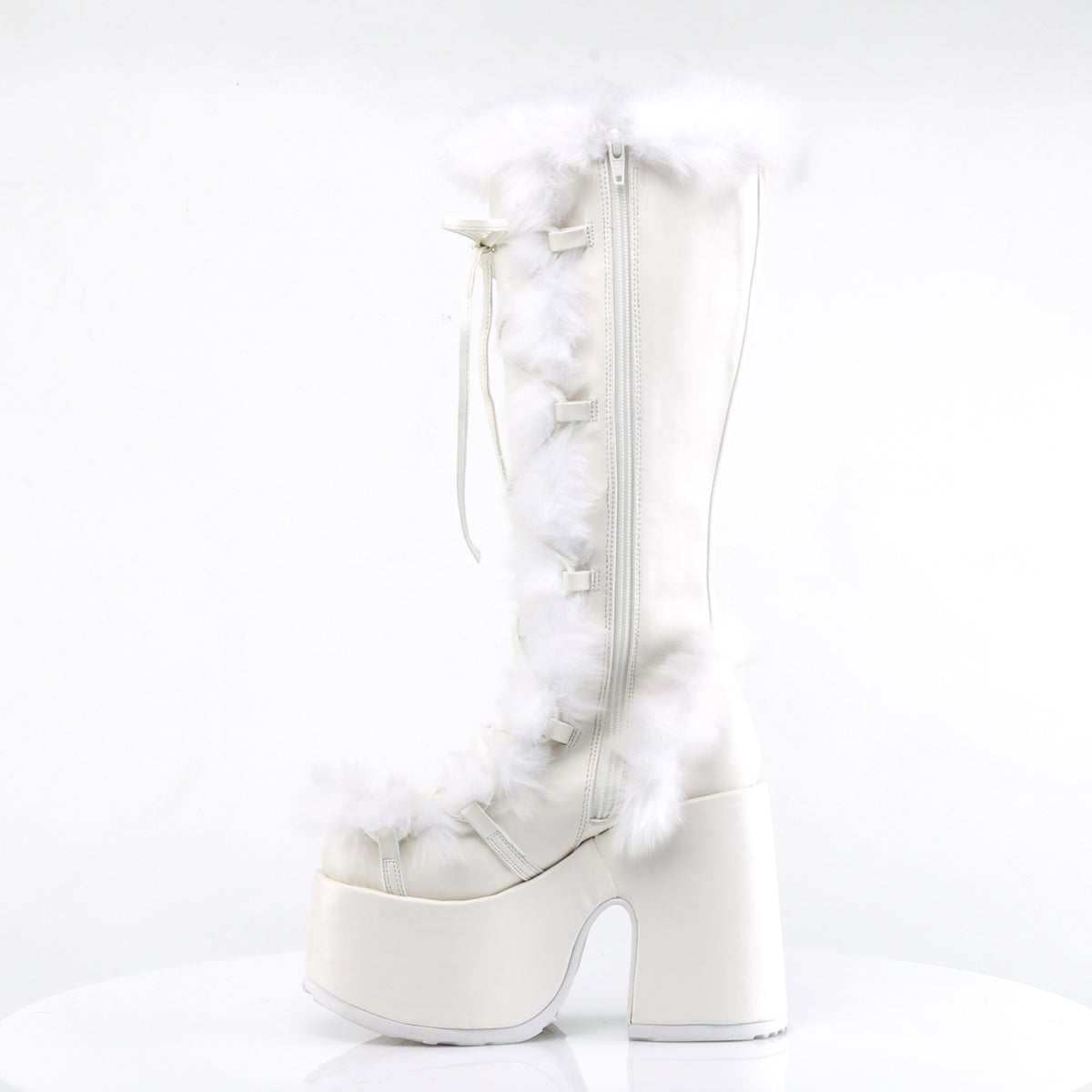 DemoniaCult Botas de mujer CAMEL-311 Wht Leather Vegan