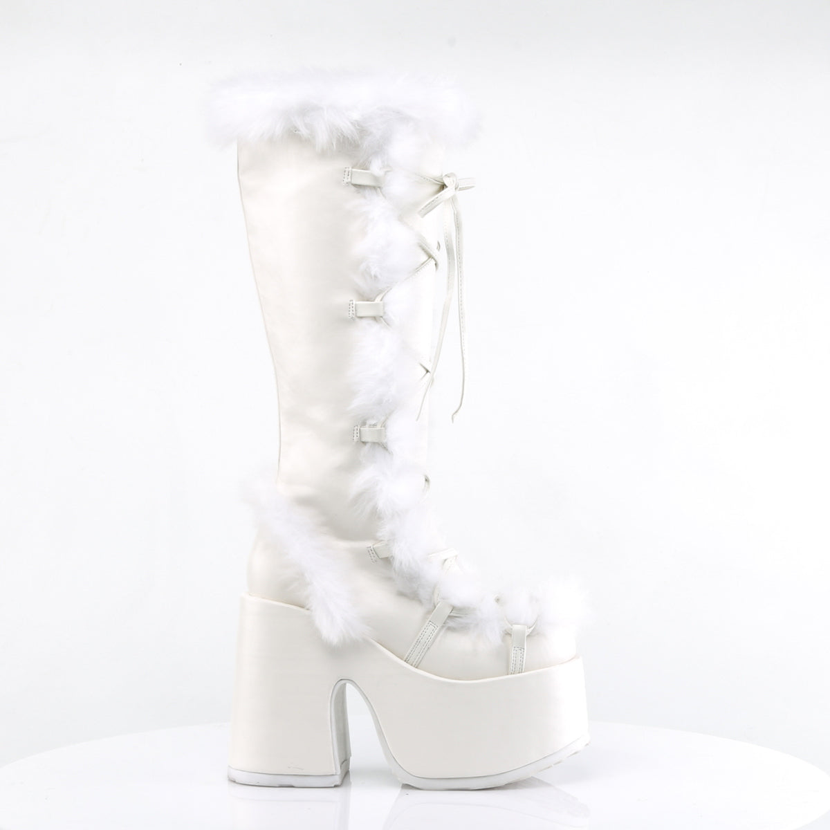 DemoniaCult Botas de mujer CAMEL-311 Wht Leather Vegan