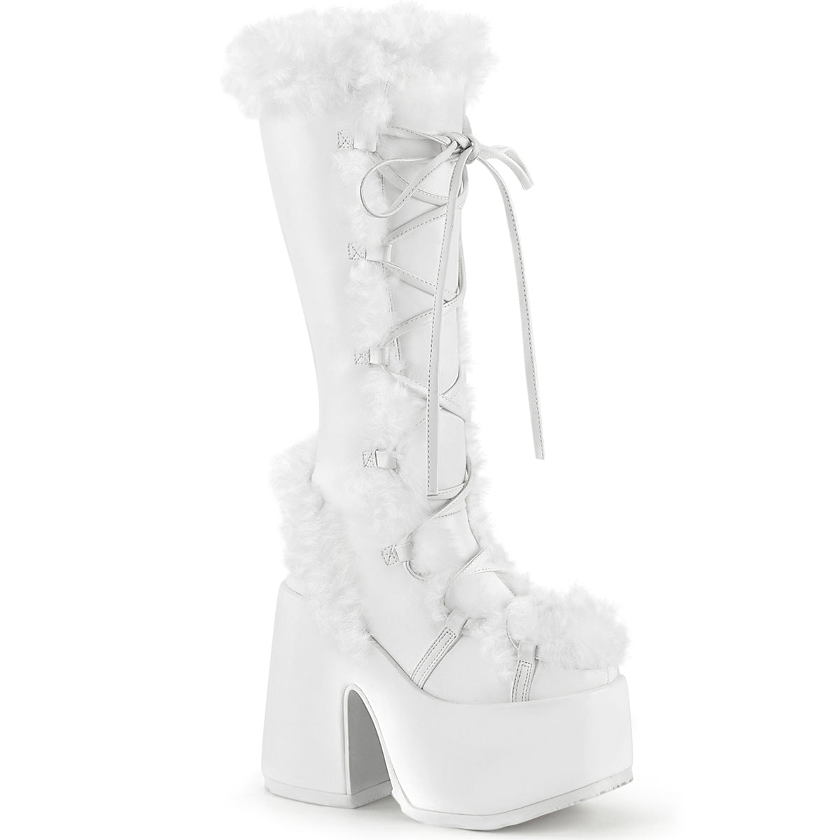 DemoniaCult Botas de mujer CAMEL-311 Wht Leather Vegan