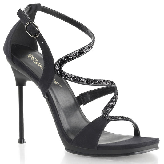 Fabulicious Sandalias para mujer CHIC-24 BLK V. SUEDE-GLITTER / BLK MATE