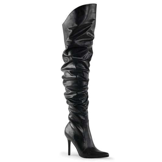 Pleaser Botas de mujer CLASSIQUE-3011 Blk Faux Cuero