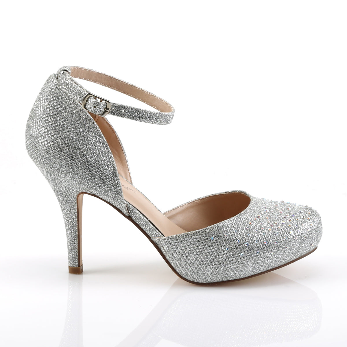 Fabulicious Sandalias para mujer COVET-03 Tela de malla de brillo de SLV