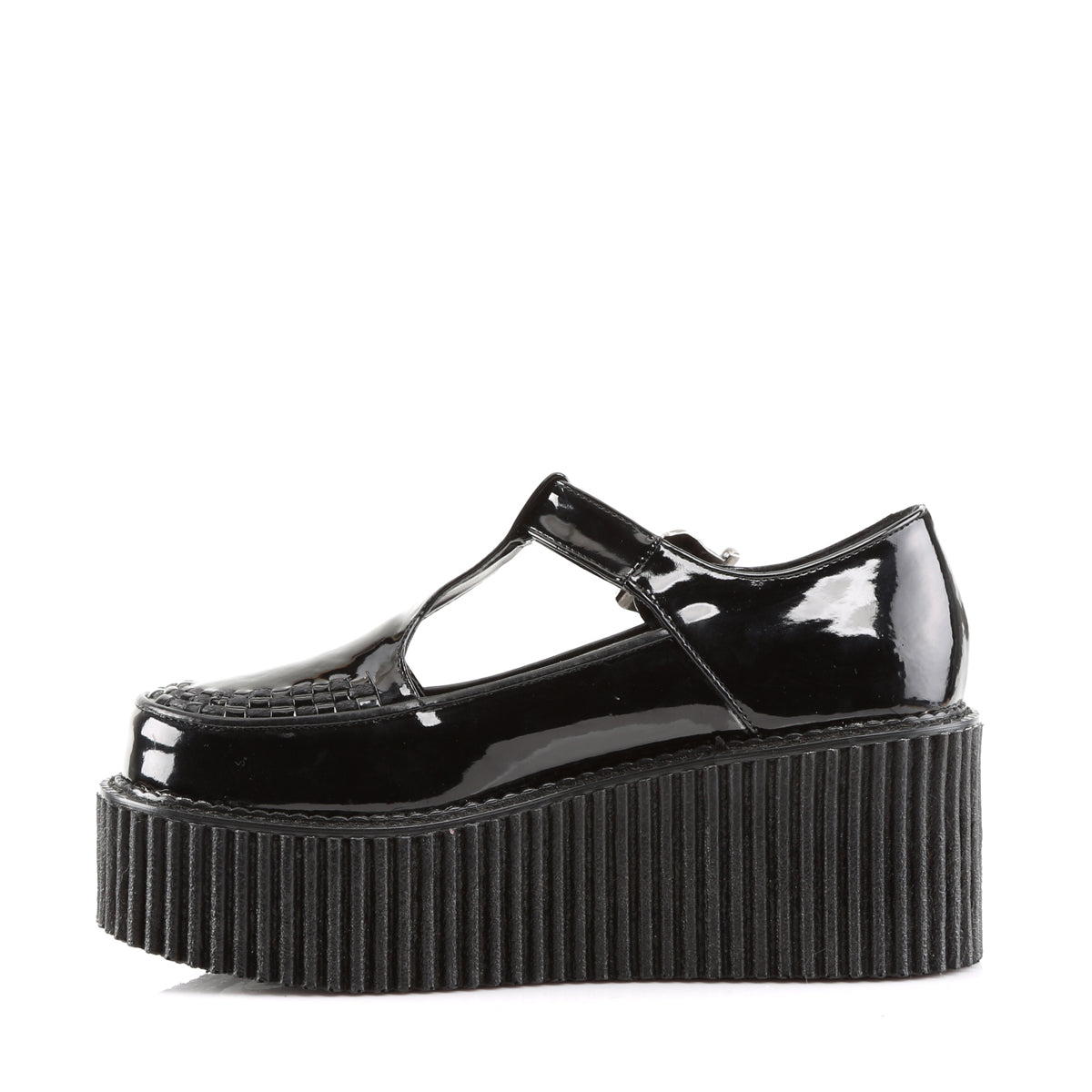 DemoniaCult Womens Low Shoe CREEPER-214 Blk Pat