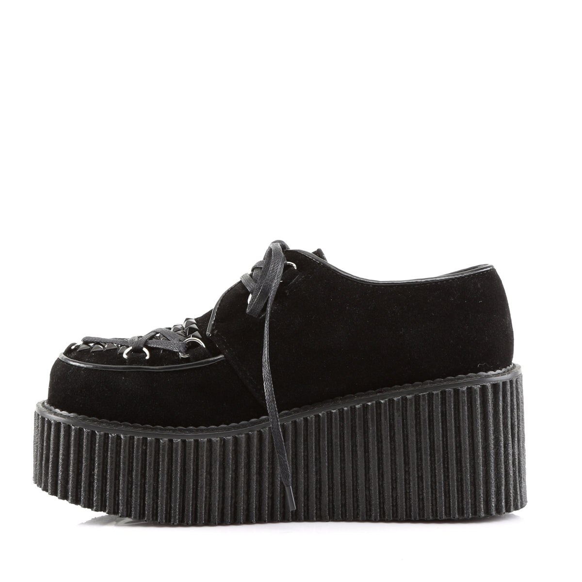 DemoniaCult Zapato bajo para mujer CREEPER-216 BLK Vegan Suede