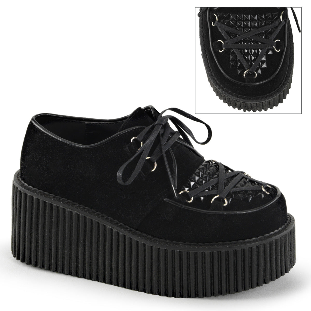 DemoniaCult Zapato bajo para mujer CREEPER-216 BLK Vegan Suede