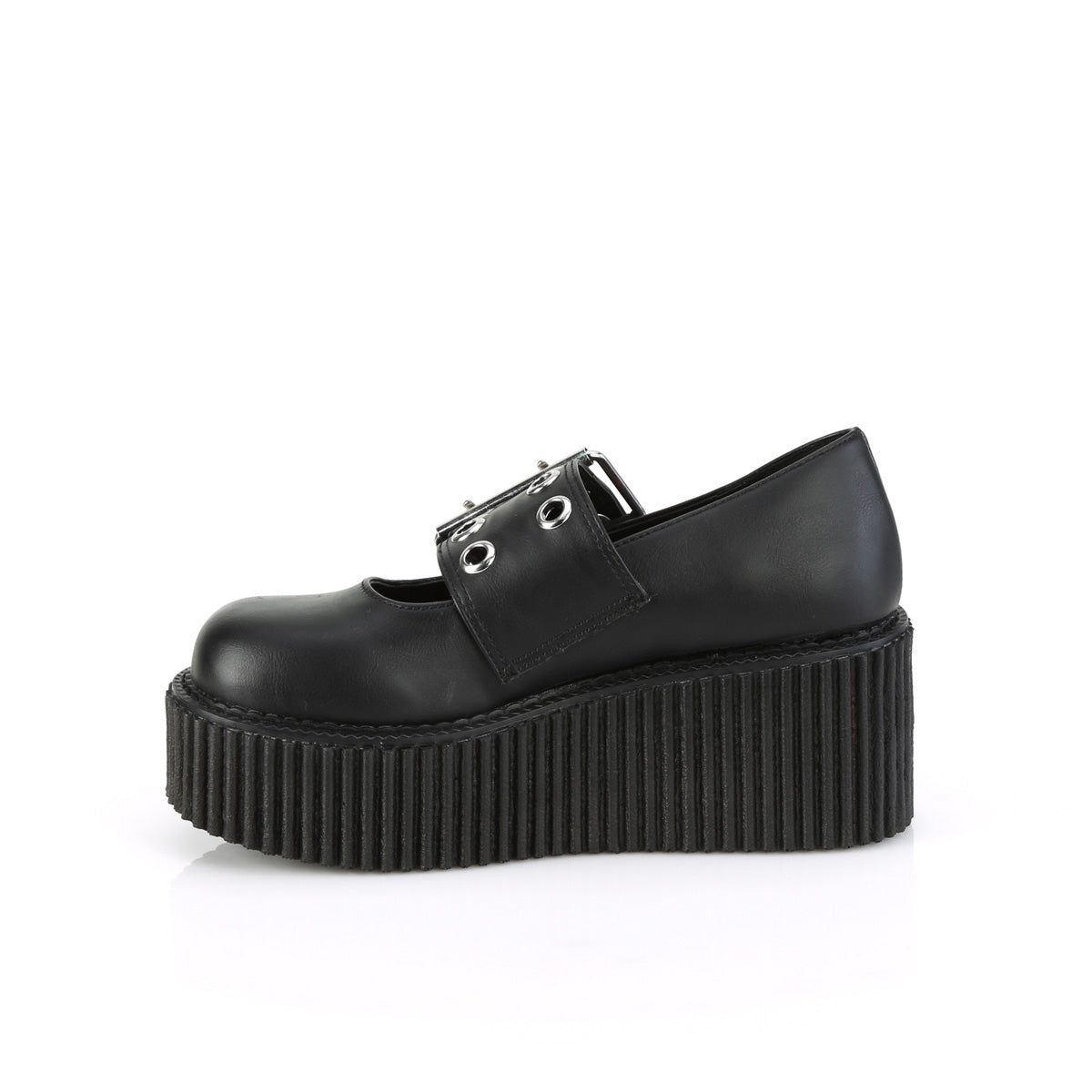DemoniaCult Zapato bajo CREEPER-230 BLK de cuero vegano