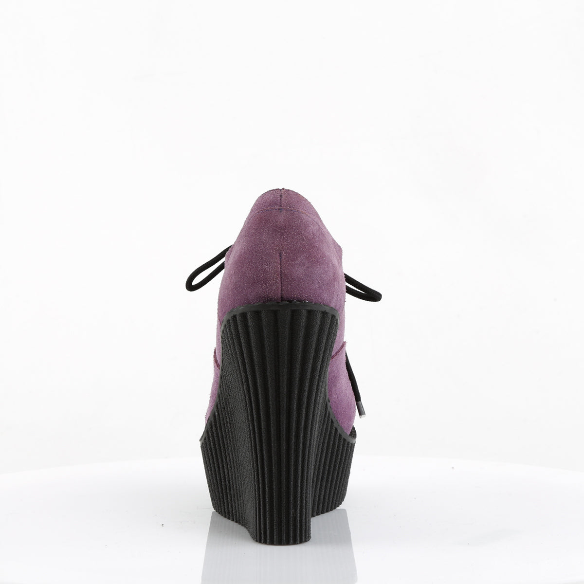 DemoniaCult Womens Low Shoe CREEPER-304 Purple Vegan Suede-Leopard Printed Pony Hair