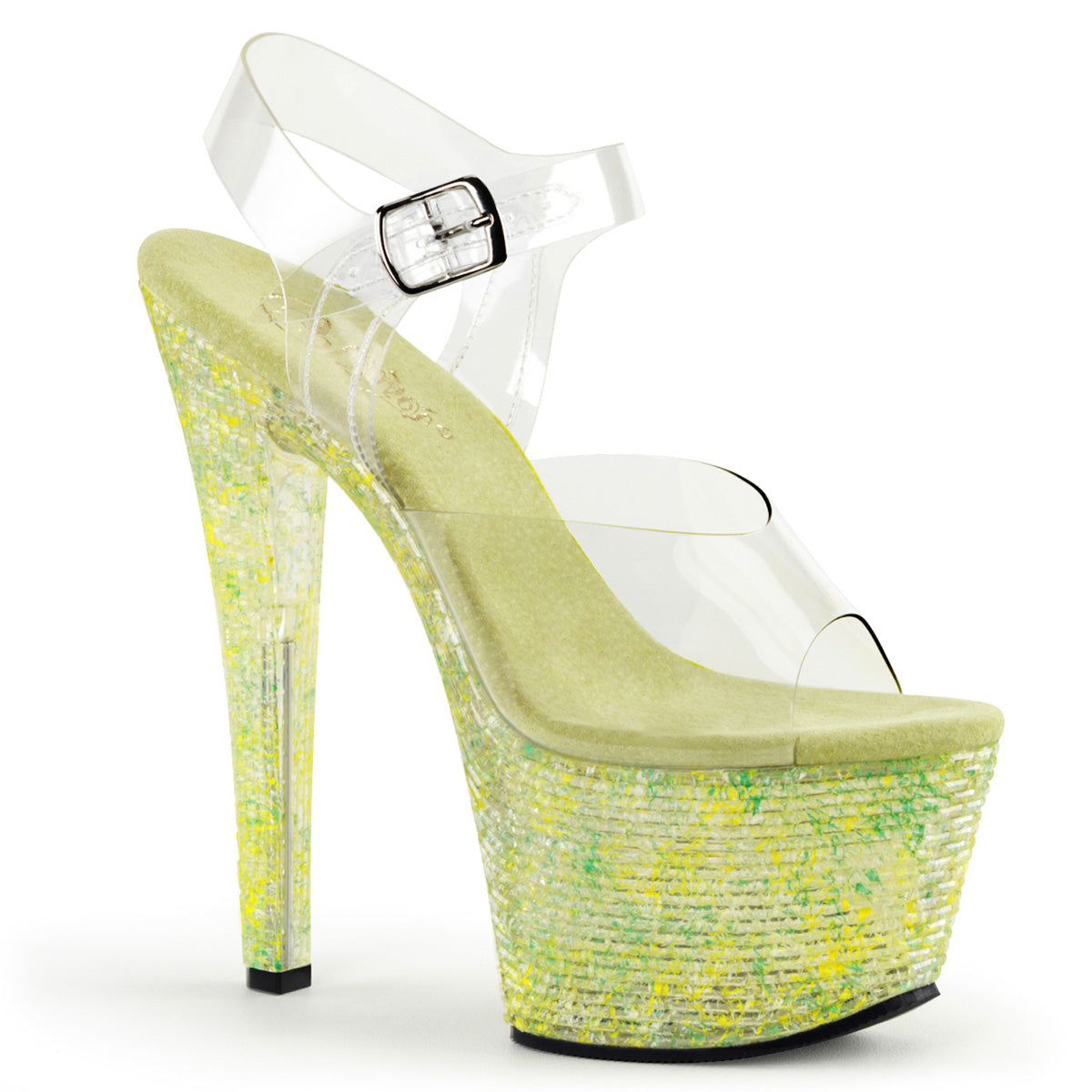 Pleaser Sandalias para mujer CRYSTALIZE-308tl clr / lima crystal