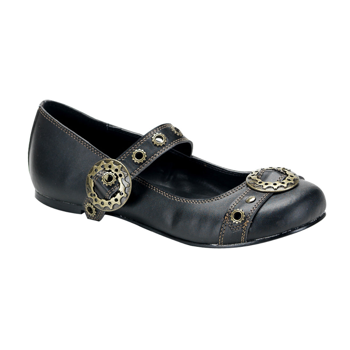 DemoniaCult Zapato bajo para mujer DAISY-09 BLK de cuero vegano