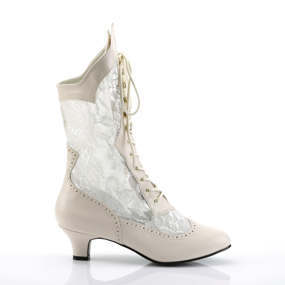 Funtasma Botas de tobillo para mujer DAME-115 Cordón de PU de marfil